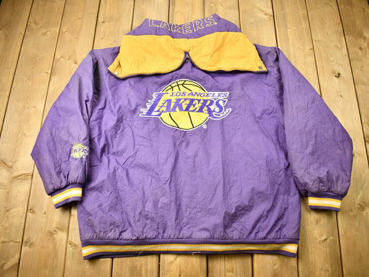 Vintage 1990s Los Angeles Lakers NBA Full Zip Puffer Jacket / Game Day Jacket / Lakers / Color Block / Sportswear / Patchwork / Embroidered