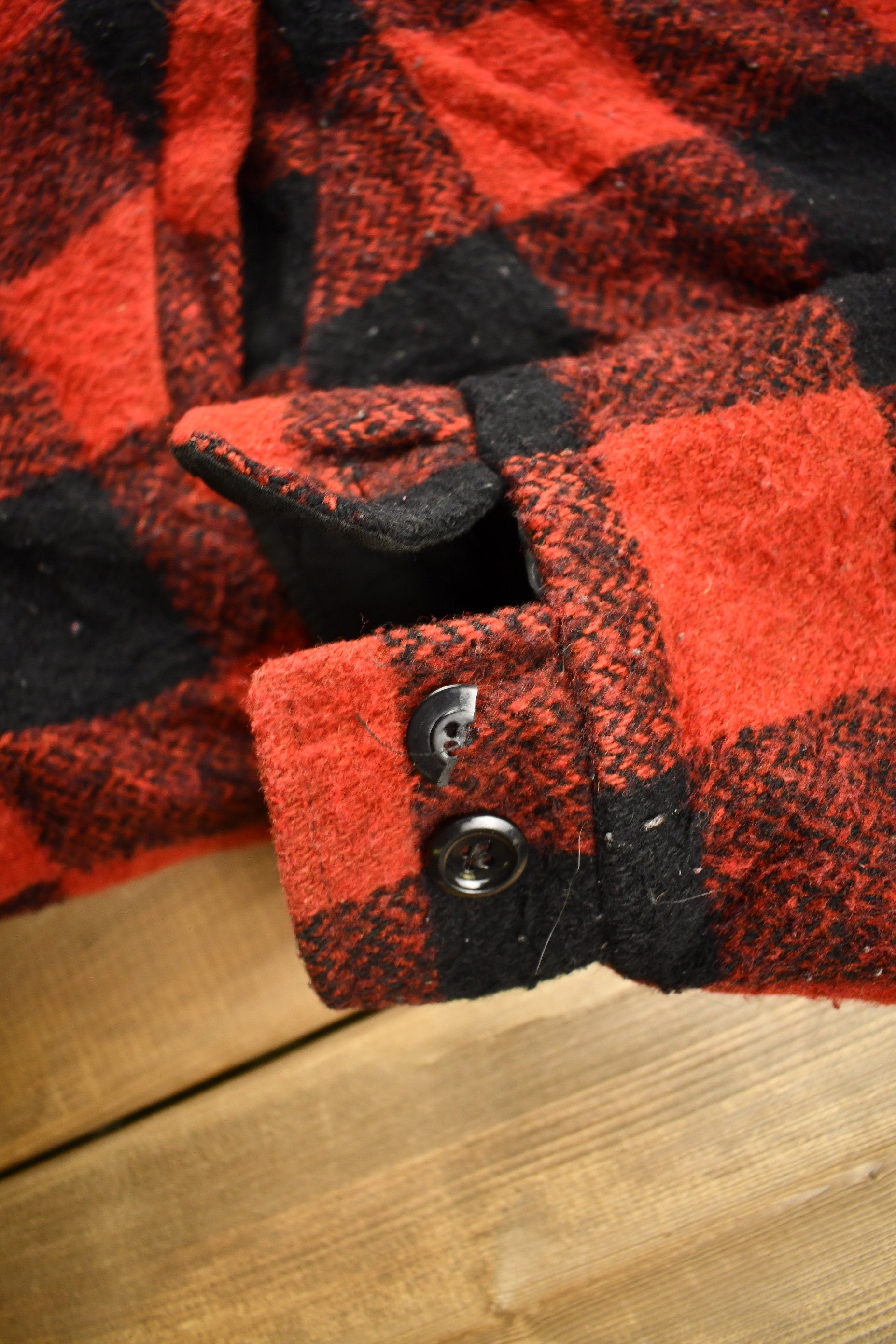 Vintage 1950s Melton Outer-Wear Buffalo Plaid Wool Hunting Jacket