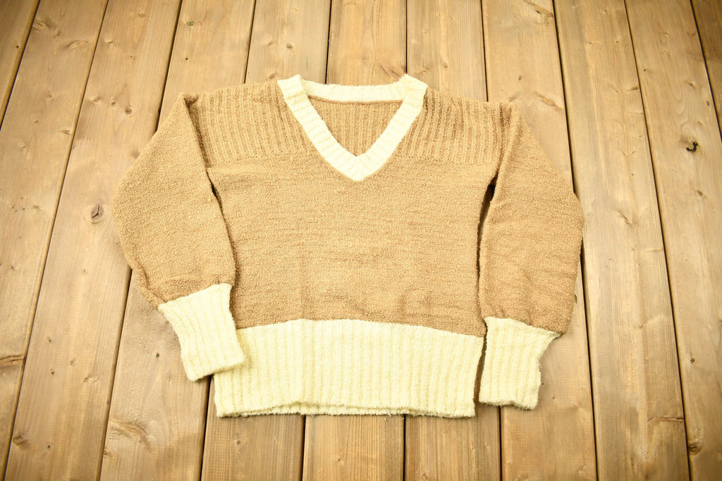 Vintage 1970s Knitted V-Neck Sweater