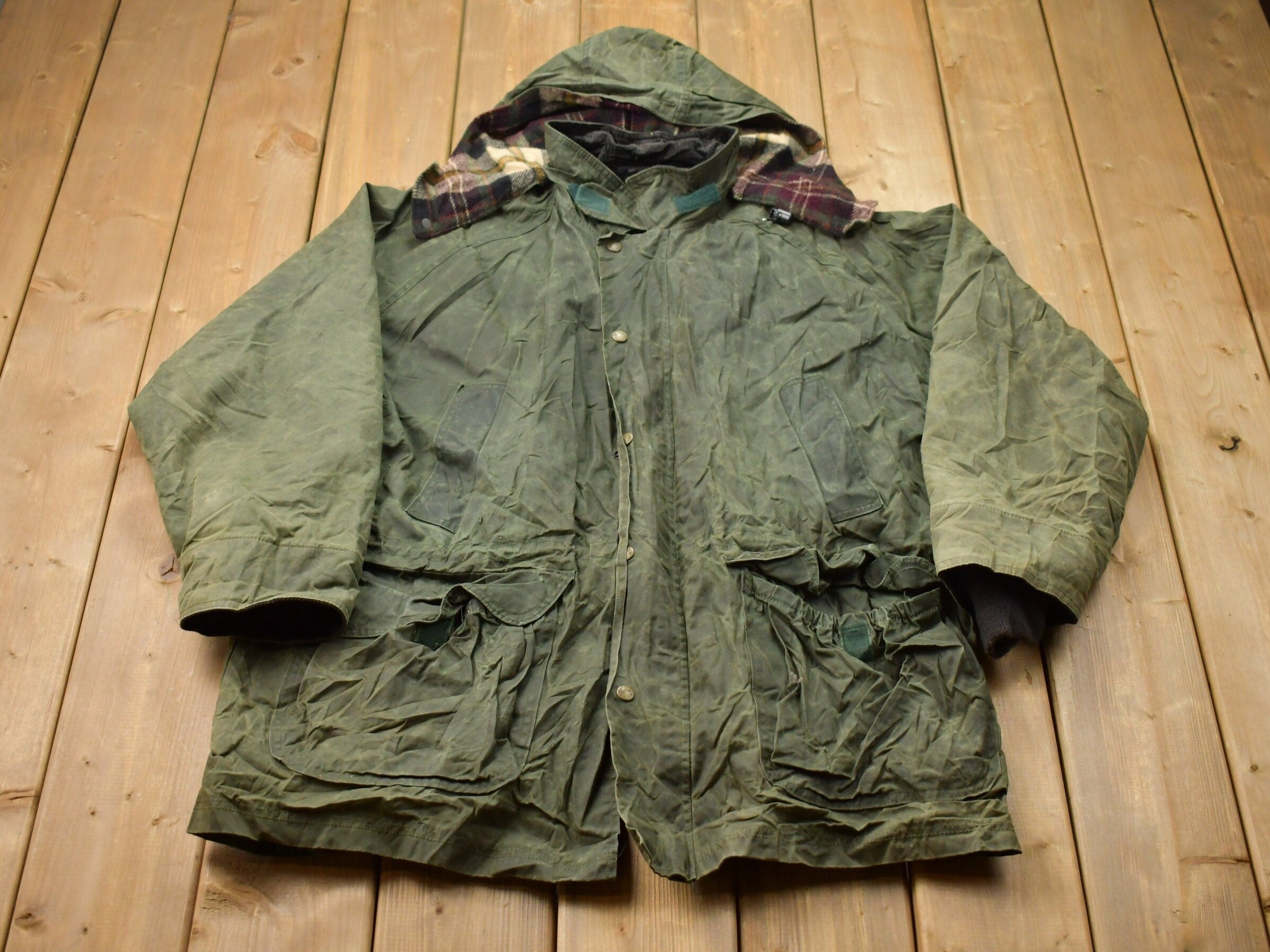 Vintage 1990s 1Woolrich Wax Blanket Lined Jacket