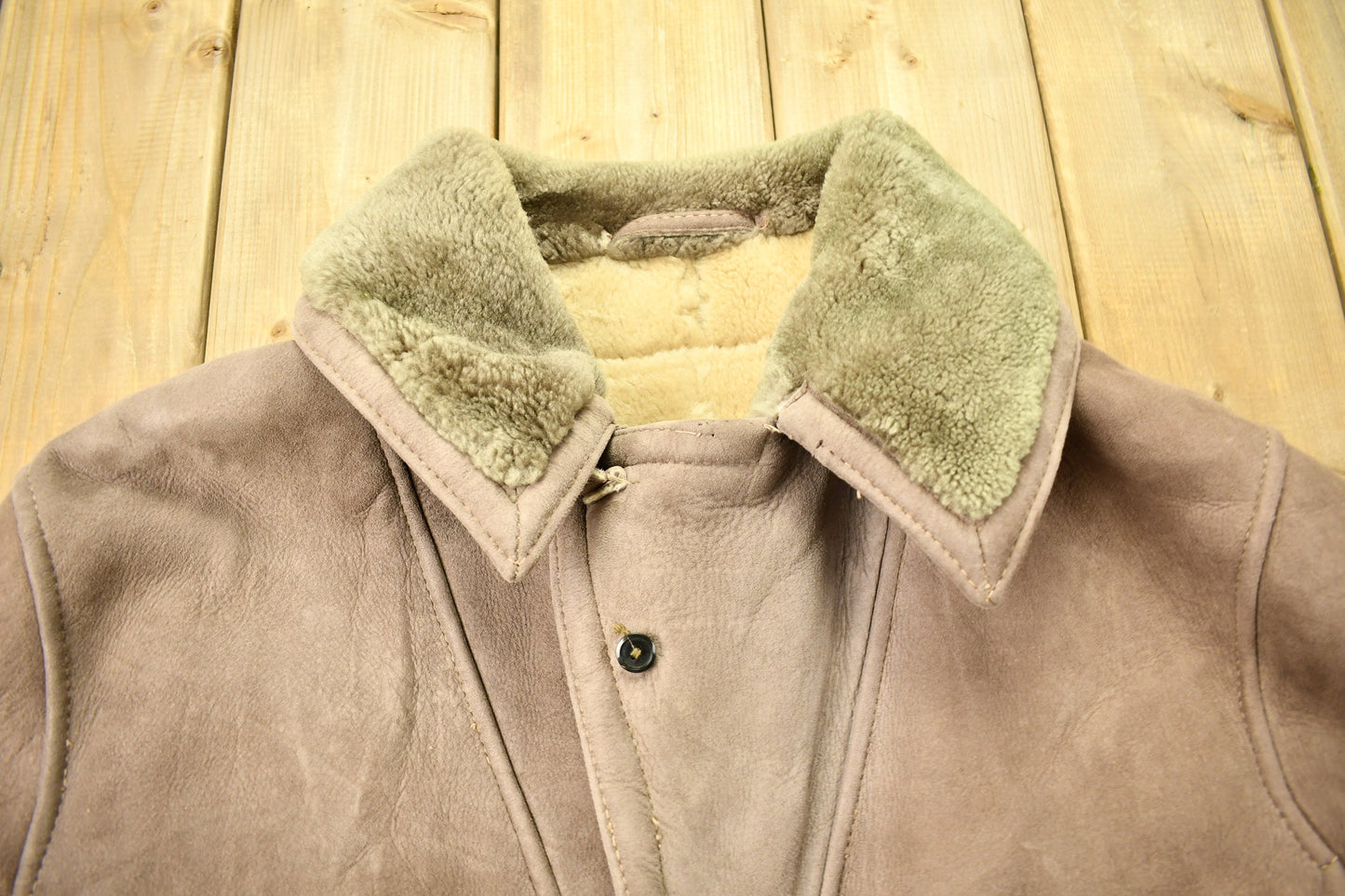 Vintage 1980s The Sheep Skin Shop Shearling Leather Coat / Winter Outerwear / Norm Thompson / Full Length / Made In USA / Suede