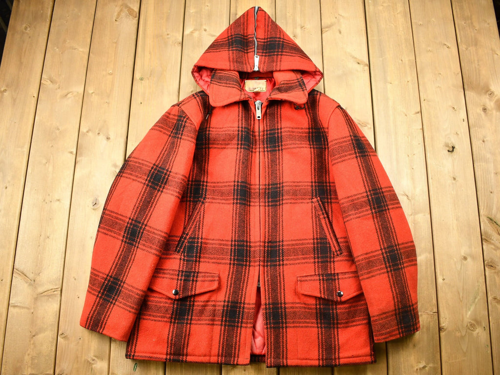 Vintage 1950s Buffalo Plaid Wool Hunting Jacket