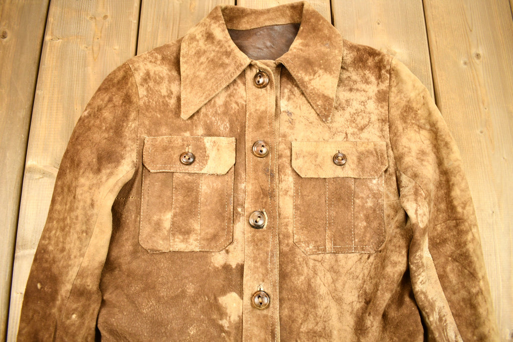 Vintage 1970s Brown Suede Button Up Shirt