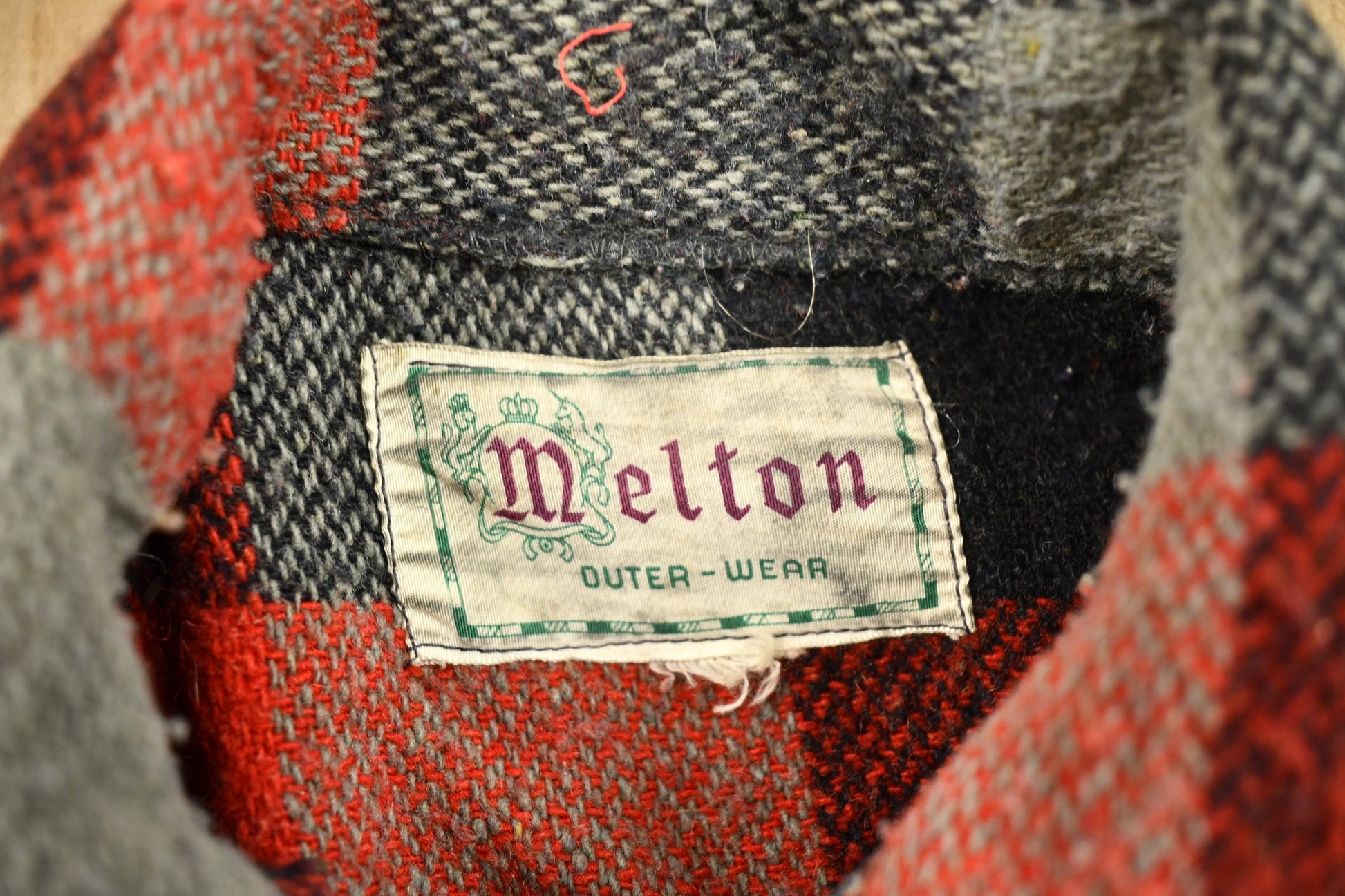Vintage 1950s Melton Outer-Wear Buffalo Plaid Wool Hunting Jacket