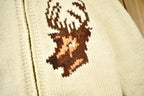 Vintage 1950s Hand-Knit Deer Curling Sweater