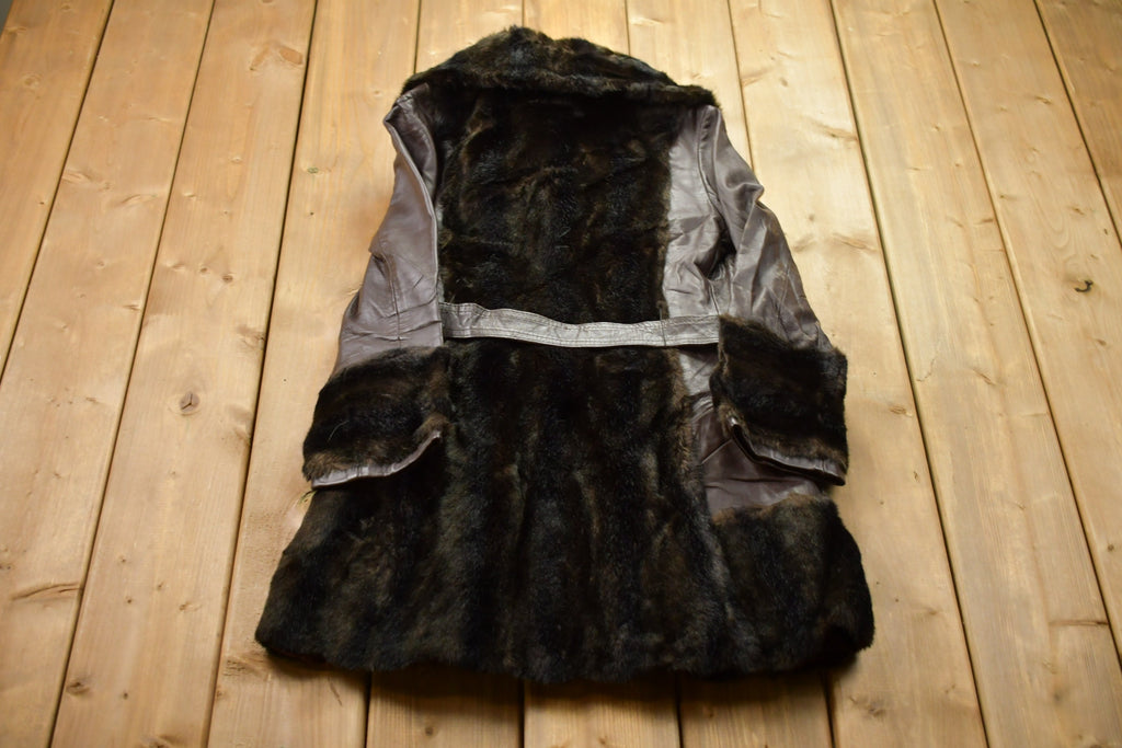 Vintage 1970s Fur and Leather Long Coat