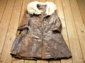 Vintage 1970s Leather Trench Coat With Fox Fur Collar