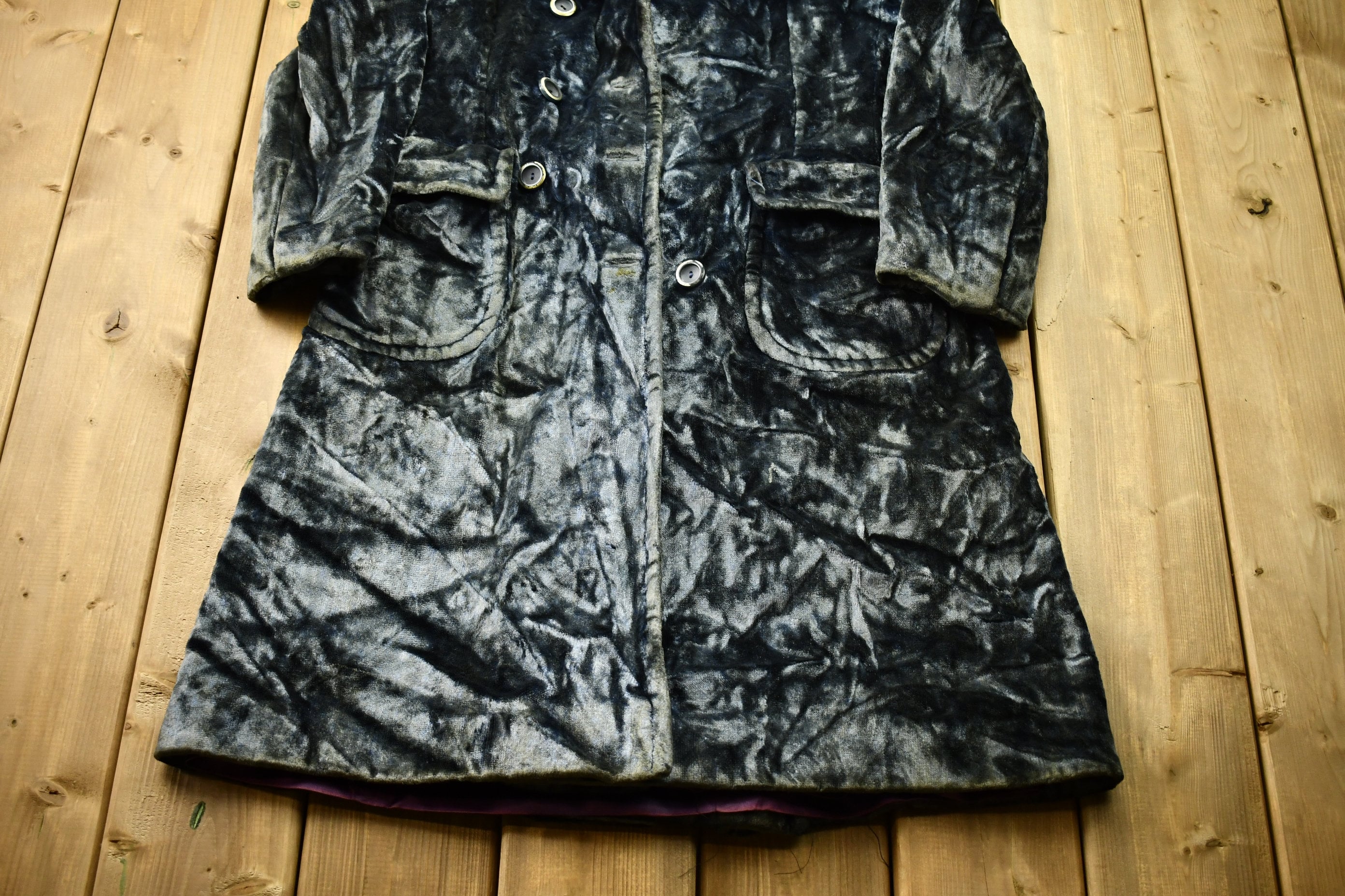 Vintage 1950s Crushed Velvet Union Made Trench Coat
