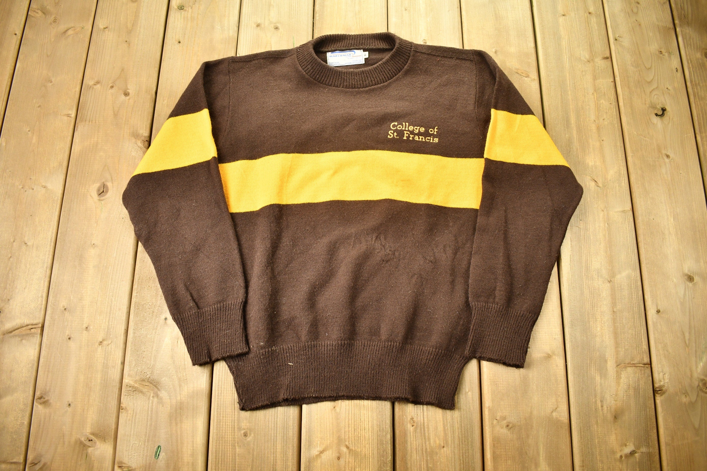 Vintage 1970s College Of St Francis Knitted Crewneck Sweater
