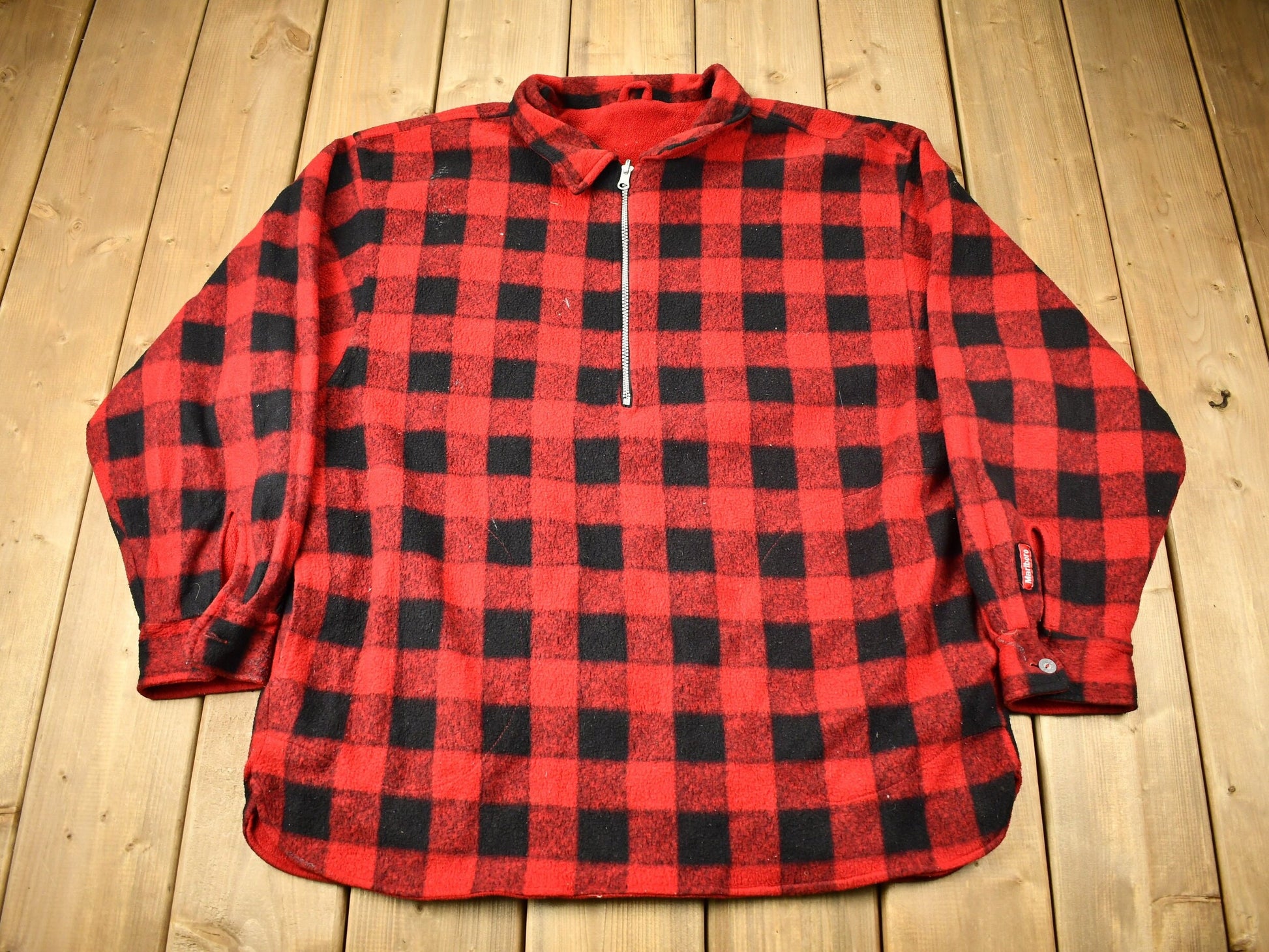 Vintage 1980s Marlboro Cigarettes Reversible Quarter Zip Fleece Sweater