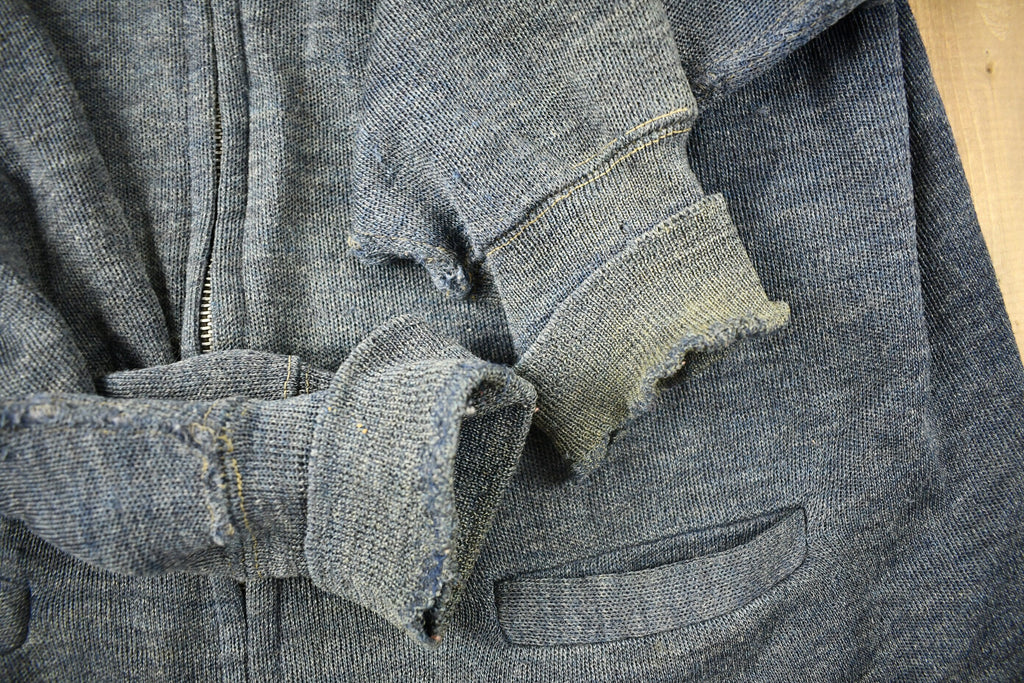 Vintage 1930s Embroidered Rose Full Zip Sweatshirt