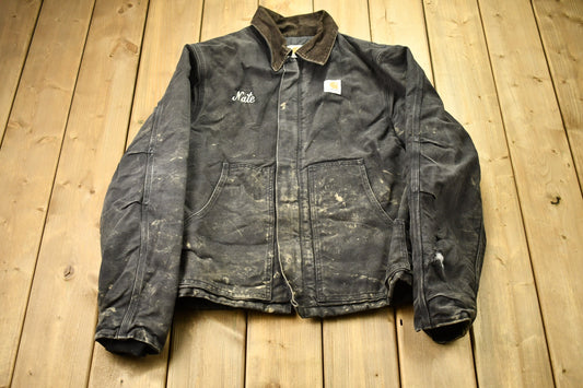 Vintage 1990s Carhartt Detroit Jacket / Workwear / Streetwear / Made In USA / 90s Detroit Jacket / Distressed Carhartt / Union Made