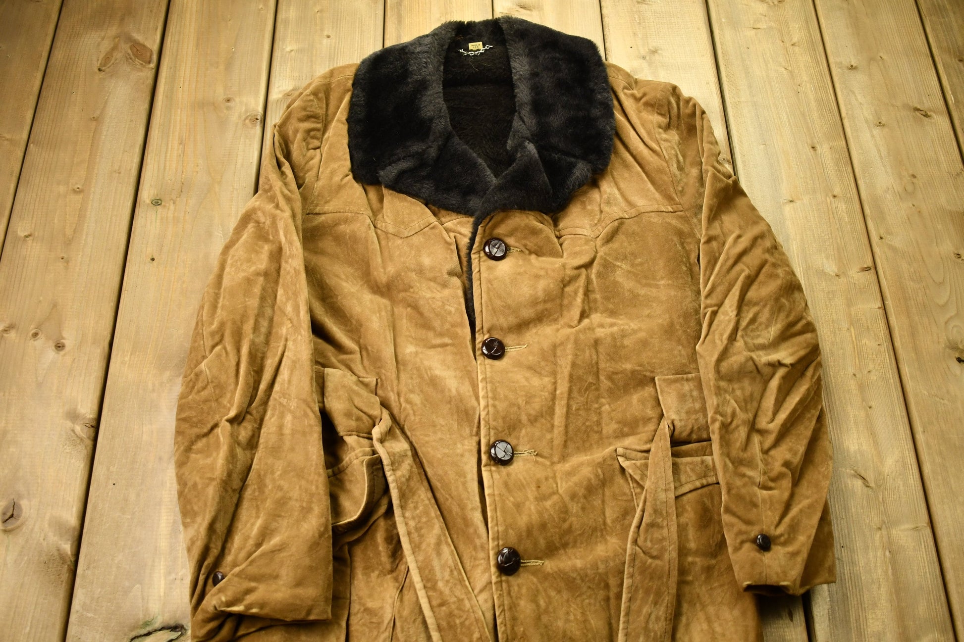 Vintage 1970s Brown Corduroy Trench Coat