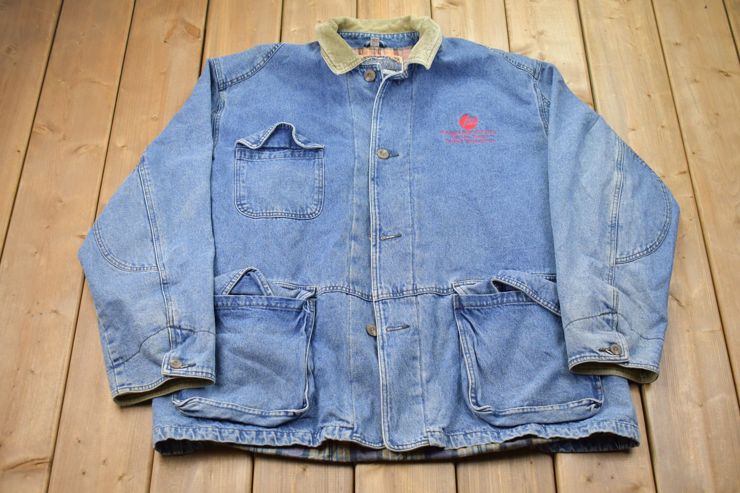 Vintage 1990s Upstream Denim Chore Jacket / Vintage Denim / Streetwear / Vintage Fall Outerwear / Fall Jacket / Blanket Lined