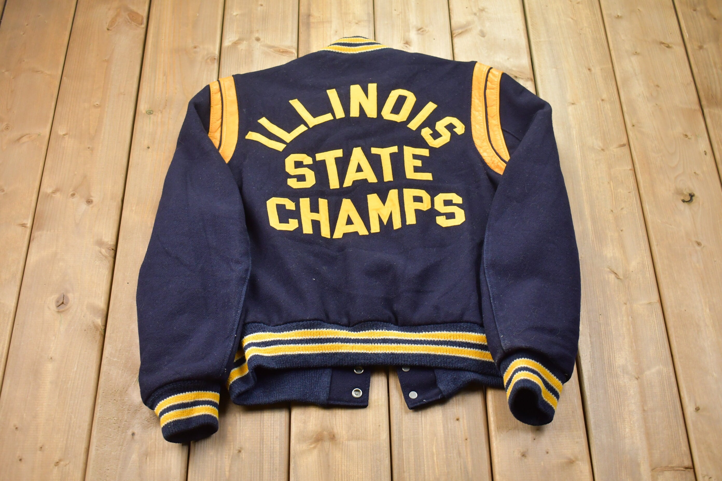 Vintage 1972 Illinois State Champs Wool Varsity Jacket