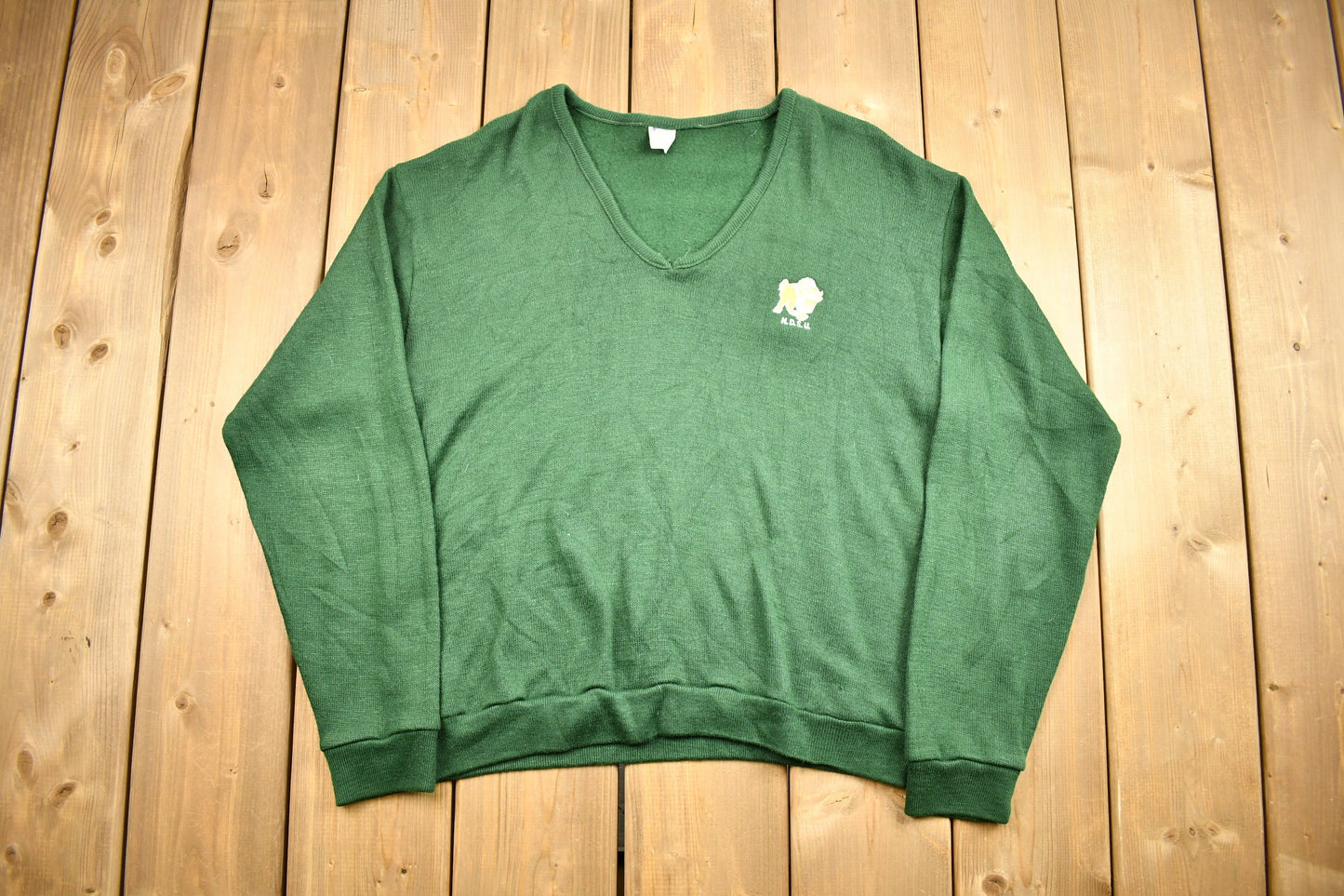 Vintage 1970s North Dakota State University Collegiate Sweater / Embroidered / Vintage Champion / Sportswear / True Vintage / Made In USA