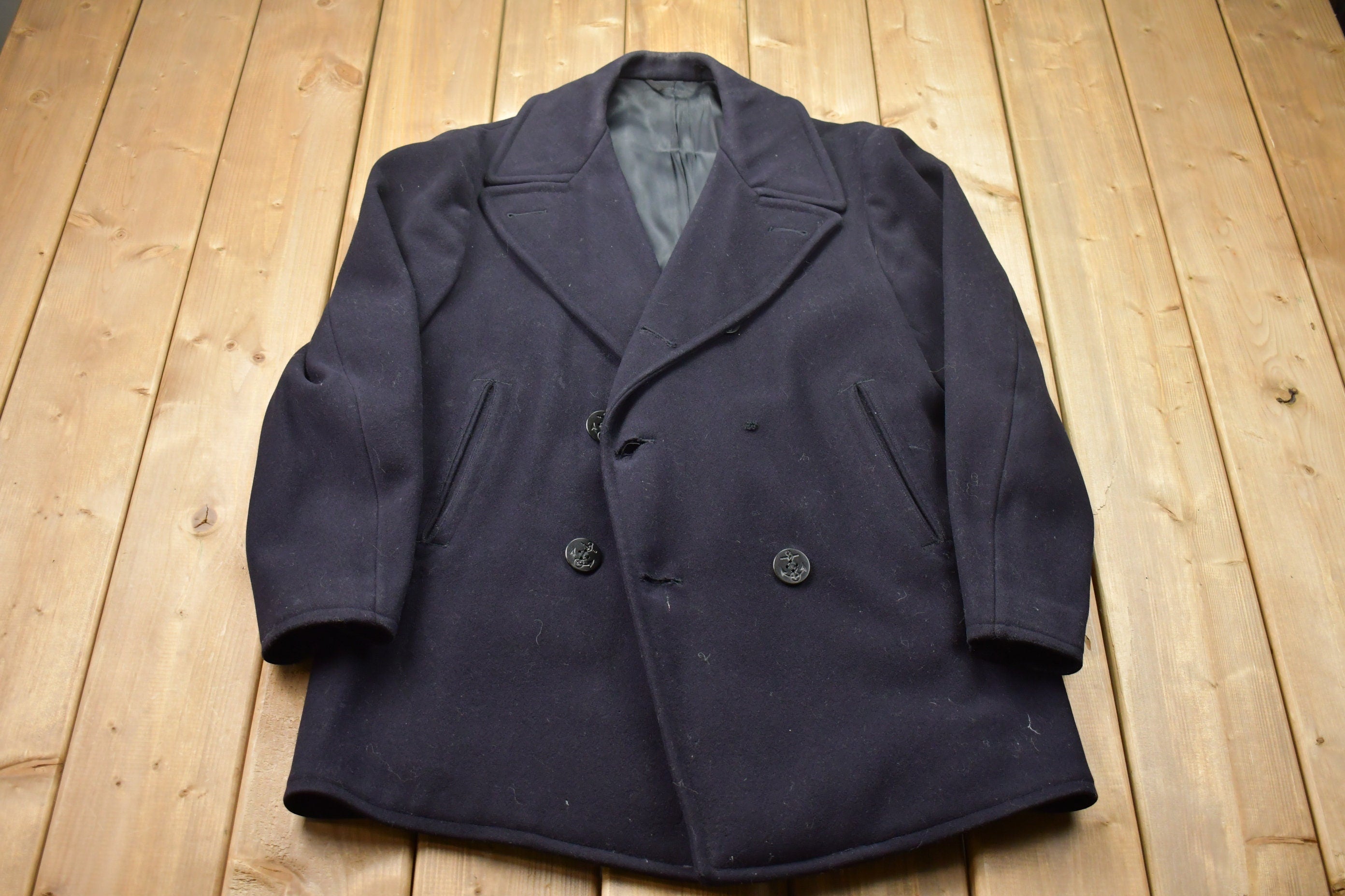 Vintage 1960s Military Wool Pea Coat