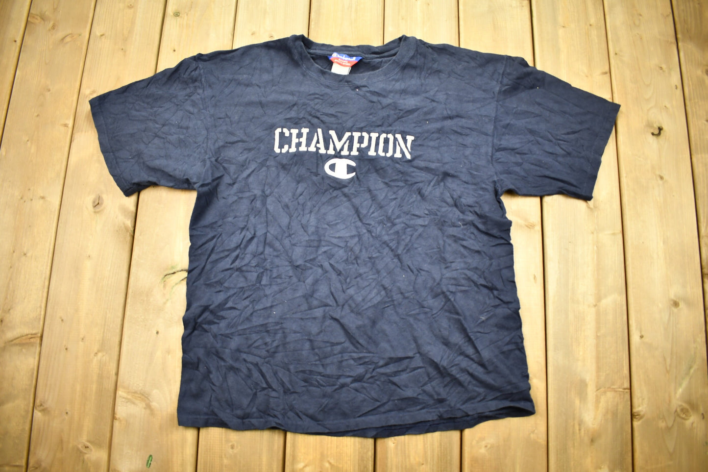 Vintage 1990s Champion Embroidered Graphic T-Shirt / 90s / Streetwear / Vintage Athleisure / Brand and Logo / Vintage Champion