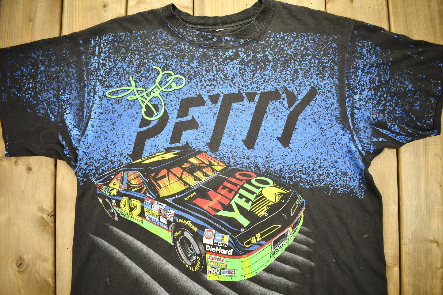 Vintage 1994 Kyle Petty Mello Yello All Over Print NASCAR T-Shirt / Single Stitch / NASCAR Racing Tee / Made In USA / 90s Streetwear