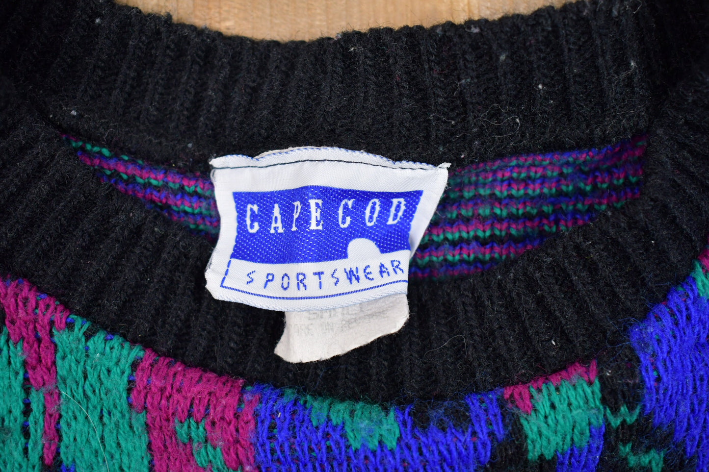 Vintage Knitted Cape Cod Funky Knitted Sweater / Vintage 90s Crewneck / Pattern Sweater / Outdoor / Hand Knit / Pullover Sweatshirt