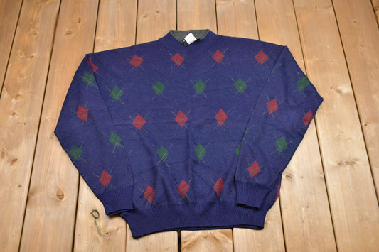 Vintage Knitted Gian Alberto Sweater / Made in Italy / Vintage 90s Golf Crewneck / Pattern Sweater / Outdoor / Pullover Sweatshirt