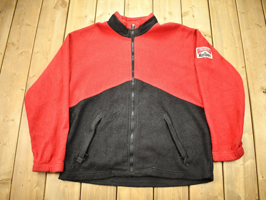 Vintage 1990s Marlboro Unlimited Full Zip Fleece Sweatshirt / Sportswear / Color Block / Streetwear / Athleisure / Hiking