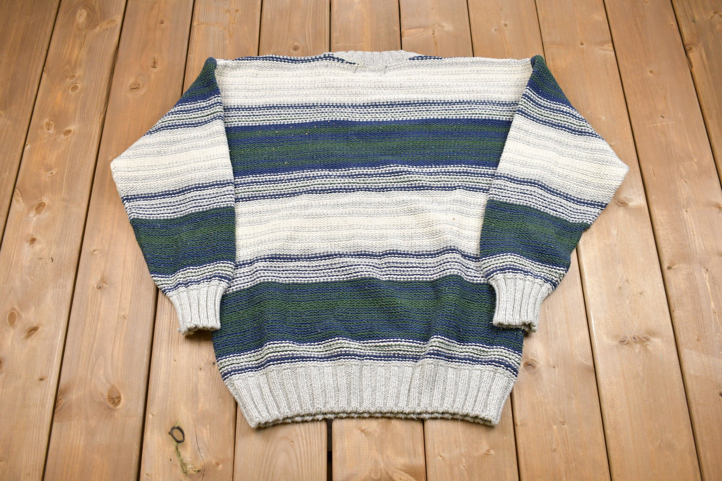 Vintage American Eagle Striped Knitted Sweater / Made in USA / Vintage 90s Crewneck / Pattern Sweater / Outdoor / Pullover Sweatshirt