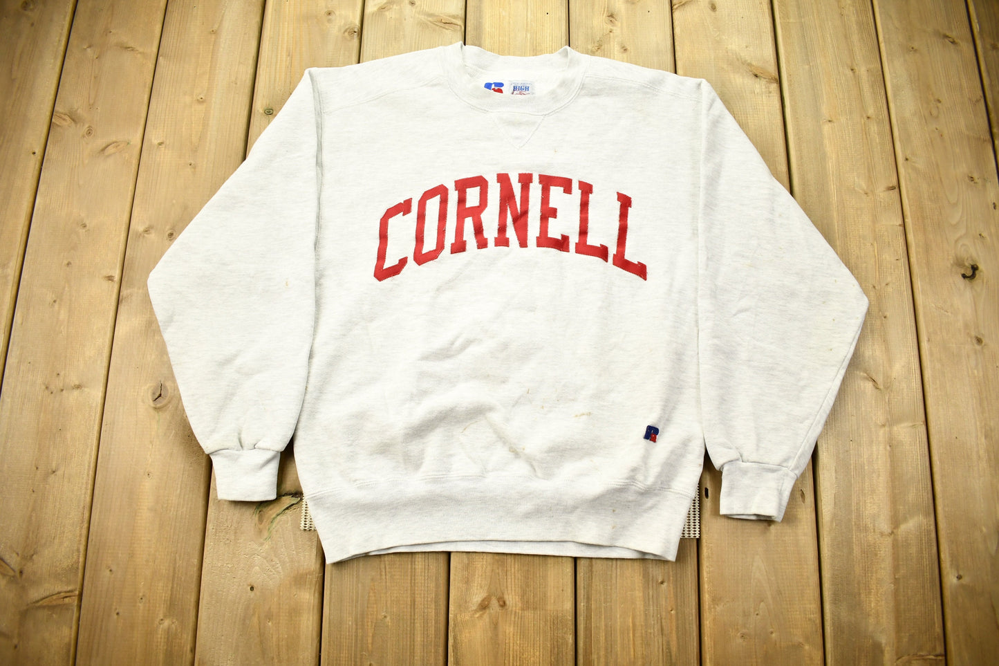 Vintage 1990s Cornell University Collegiate Crewneck Sweater / Embroidered / Russell Athletics / Made In USA / Sportswear / Americana