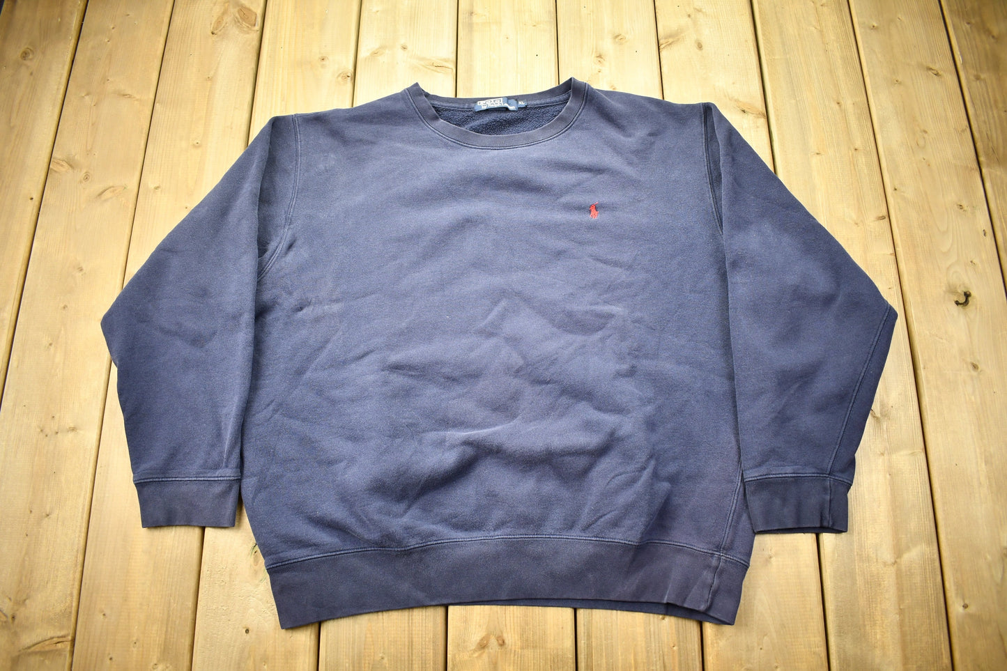 Vintage 1990s Polo Ralph Lauren Navy Blue Crewneck Sweatshirt / 90s Crewneck / Small Pony / Streetwear / Vintage Polo