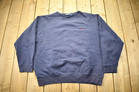 Vintage 1990s Polo Ralph Lauren Navy Blue Crewneck Sweatshirt / 90s Crewneck / Small Pony / Streetwear / Vintage Polo