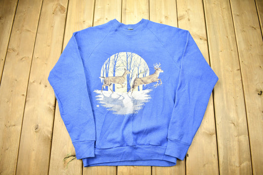 Vintage 1988 Deer Graphic Raglan Crewneck Sweater / Souvenir / Vintage Sweatshirt / Outdoorsman / Wilderness Sweatshirt / Made In USA