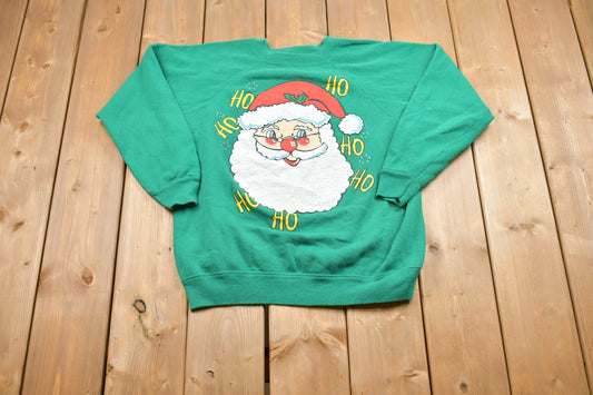 Vintage 1992 Christmas Santa Claus Sweater / Made in USA / 90s Holiday Crewneck / Winter Wear / Festive Graphic Print / Holiday Season