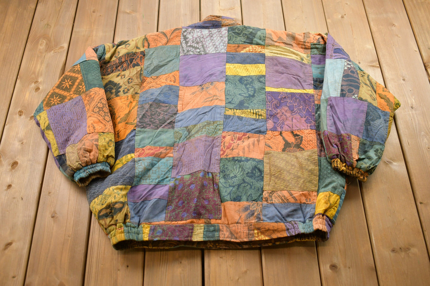 Vintage 1990s Patchwork All Over Print Puffer Jacket / 90s AOP / Vintage Bubble Jacket / Winter / Streetwear / Full Zip Jacket