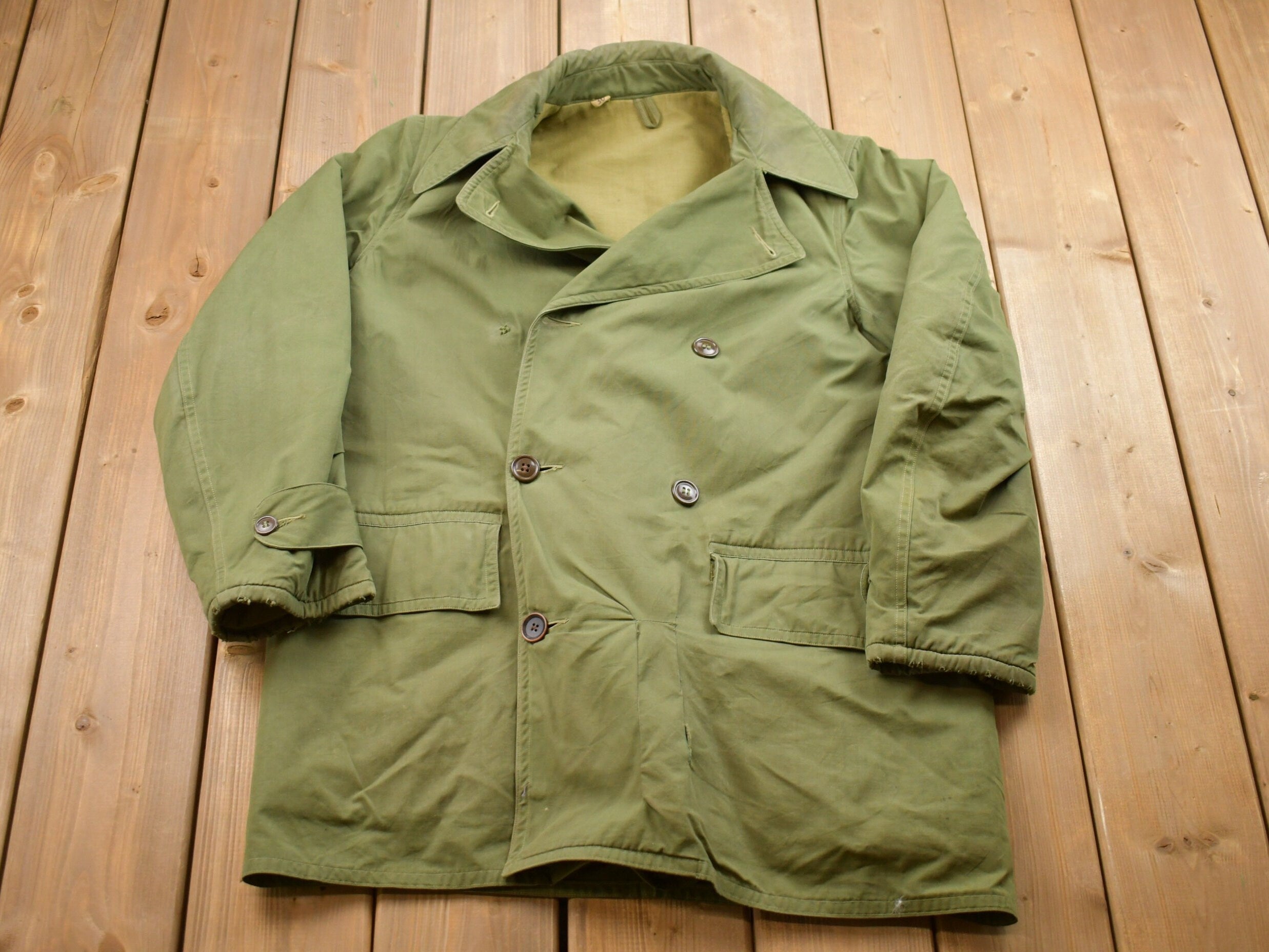 Vintage 1960s Military Double Breasted Overcoat