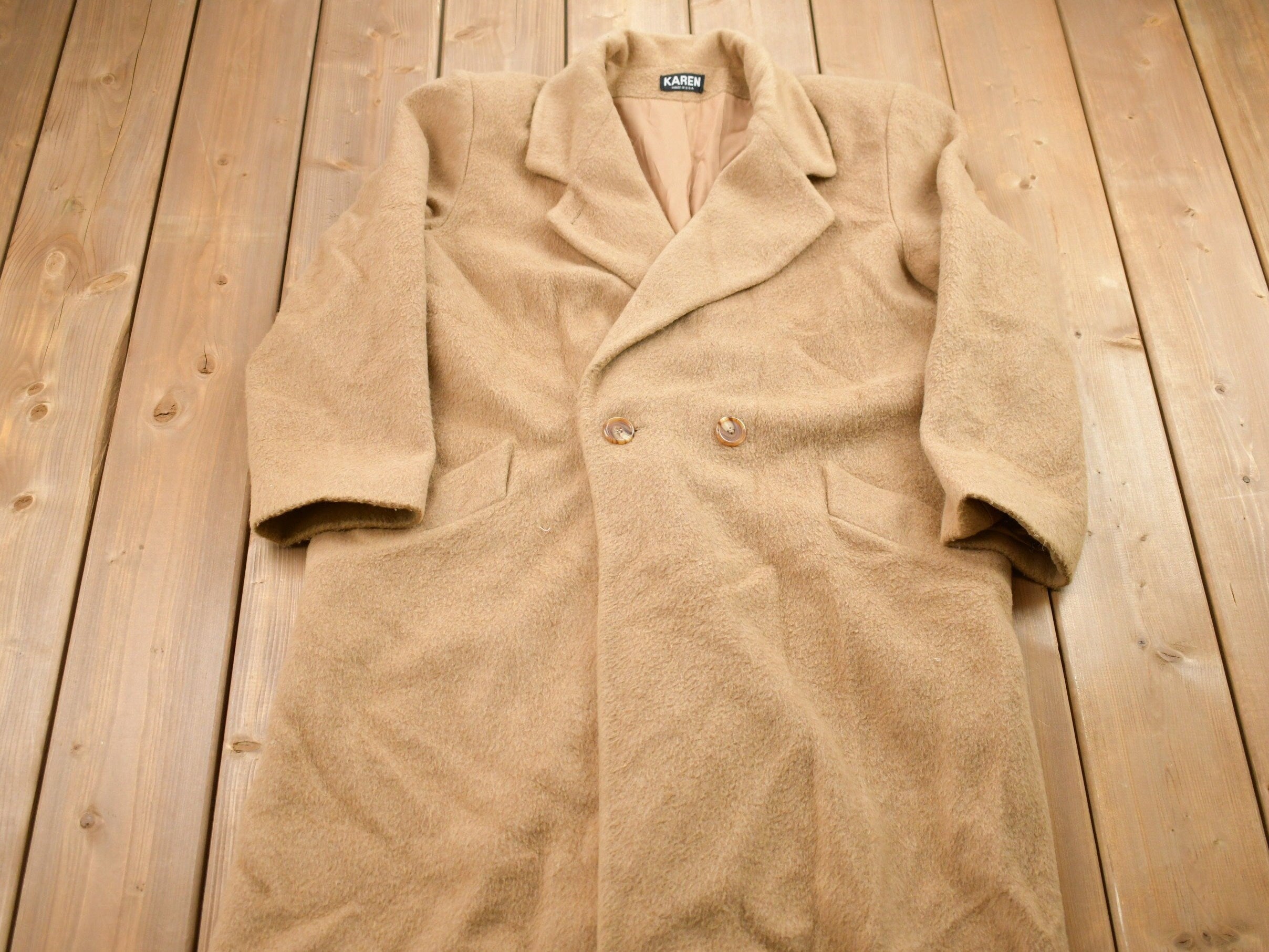 Vintage 1990s Karen 100% Wool Jacket  Wool Jacket   Vintage 90s Jacket  Outdoor  Winter  Cozy Trench Coat