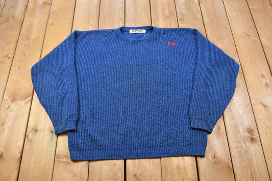 Vintage Knitted Le Tigre Sweater / Vintage 90s Crewneck / Pattern Sweater / Outdoor / Hand Knit / Pullover Sweatshirt