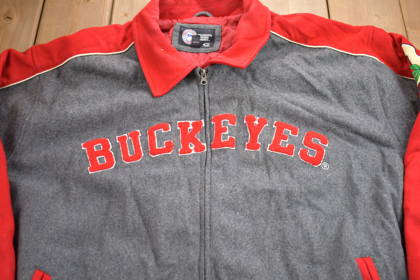 Vintage 1990s University Of Ohio State Buckeyes NCAA Wool Jacket / Wool Jacket  / Vintage 90s Jacket / Outdoor / Embroidered