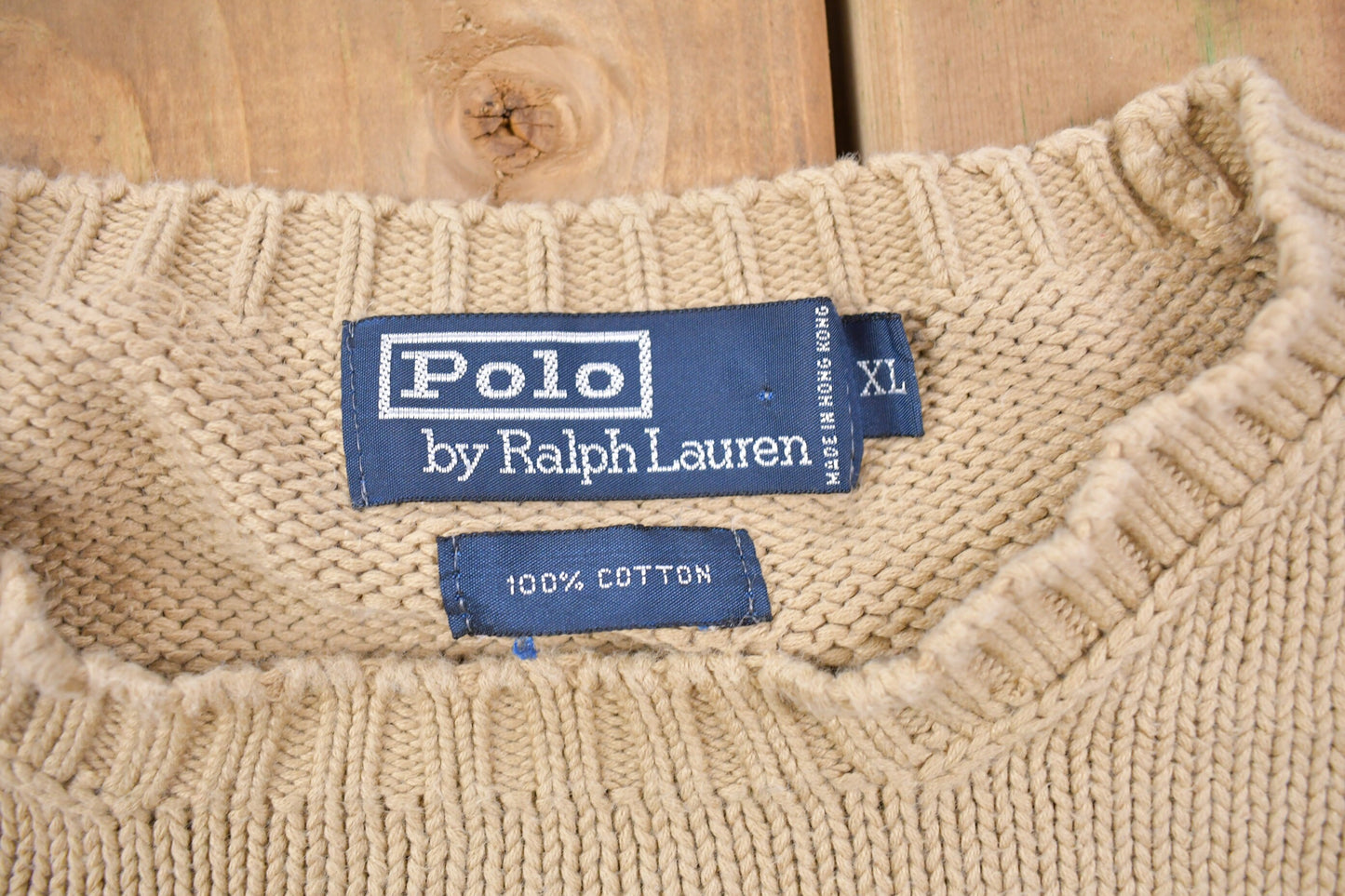 Vintage Knitted Polo by Ralph Lauren Sweater / Vintage 90s Crewneck / 100% Cotton / Outdoor / Hand Knit / Pullover Sweatshirt