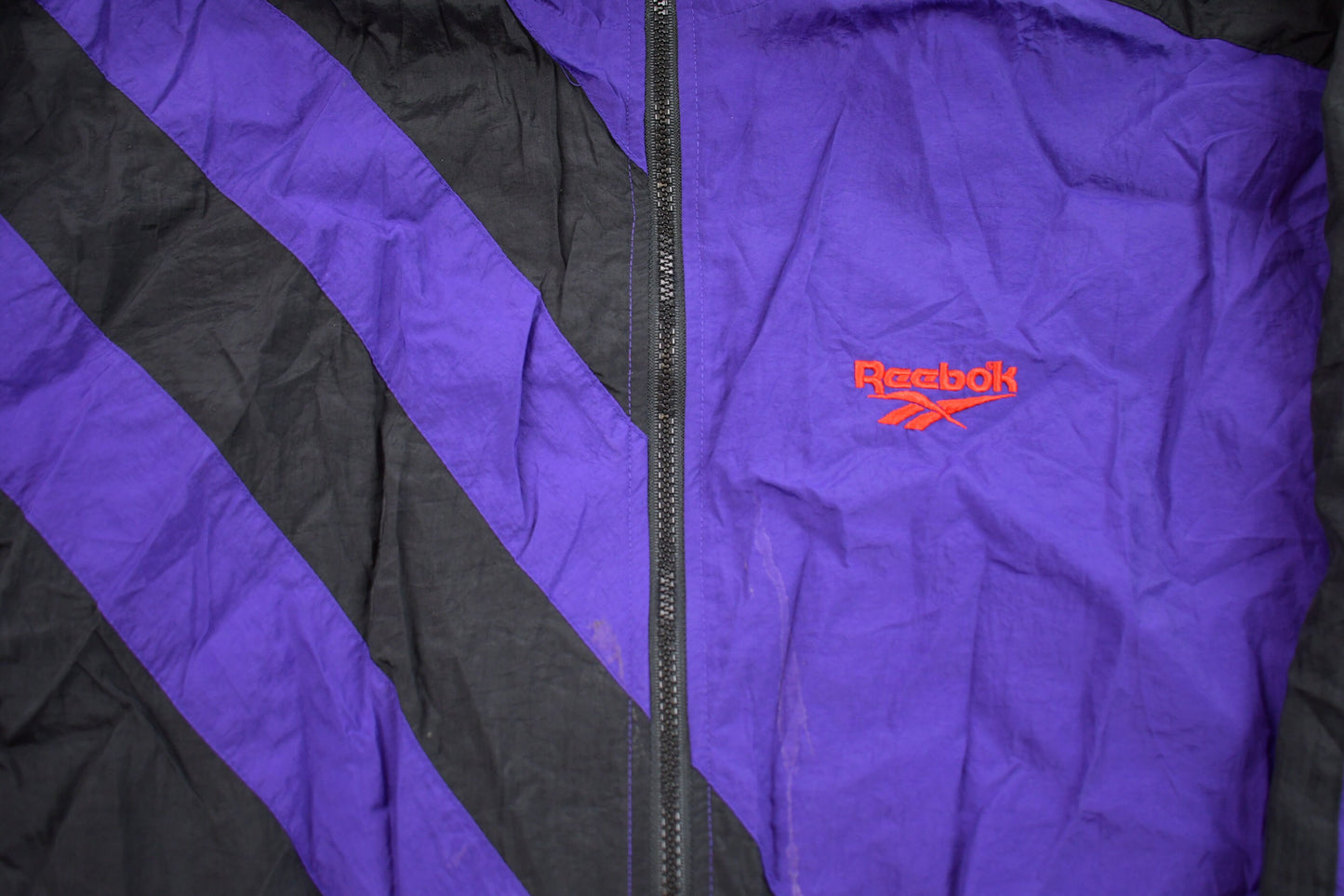 Vintage 1990s Abstract Reebok Windbreaker Jacket / Embroidered Logo / Athletic Spring Summer Sportswear / Streetwear / Athleisure