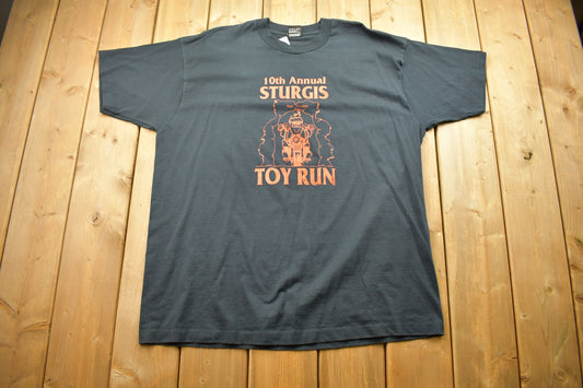 Vintage 1993 10th Annual Sturgis Toy Run T-Shirt / 90s Motorcycle Graphic / Made In USA / Single Stitch / Biker Tee