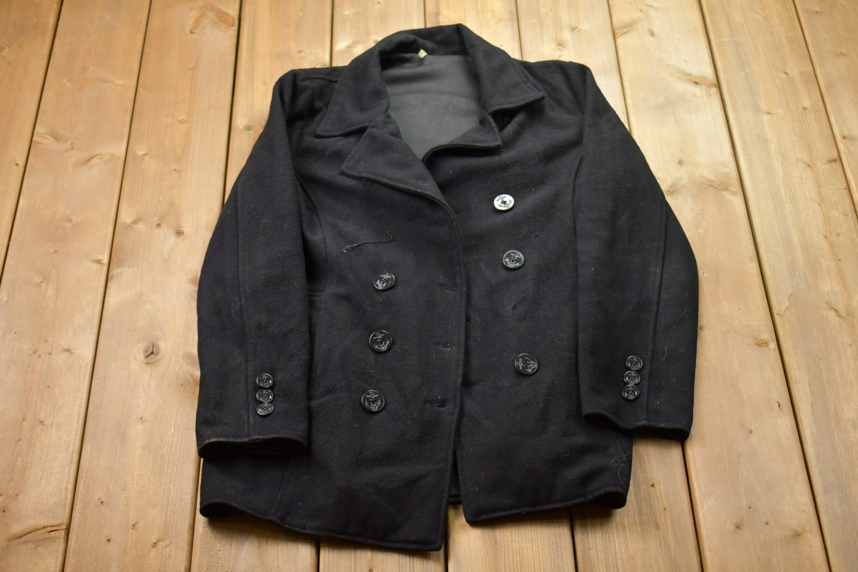 Vintage 1990s 100% Wool Pea Coat Jacket