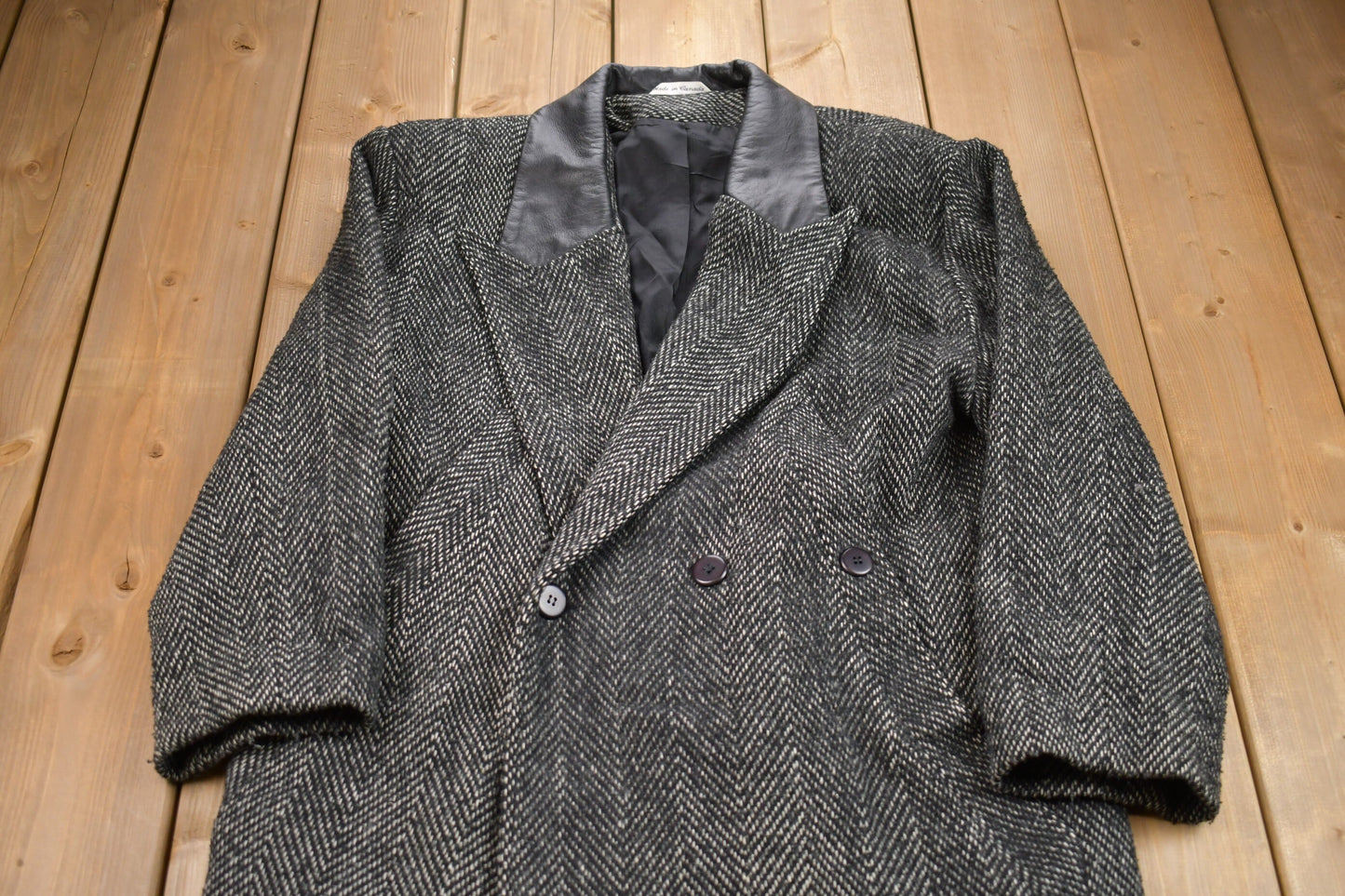 Vintage 1990s 100% Wool Jacket / Wool Jacket  / Vintage 90s Jacket / Outdoor / Winter / Cozy Trench Coat / Made In Canada