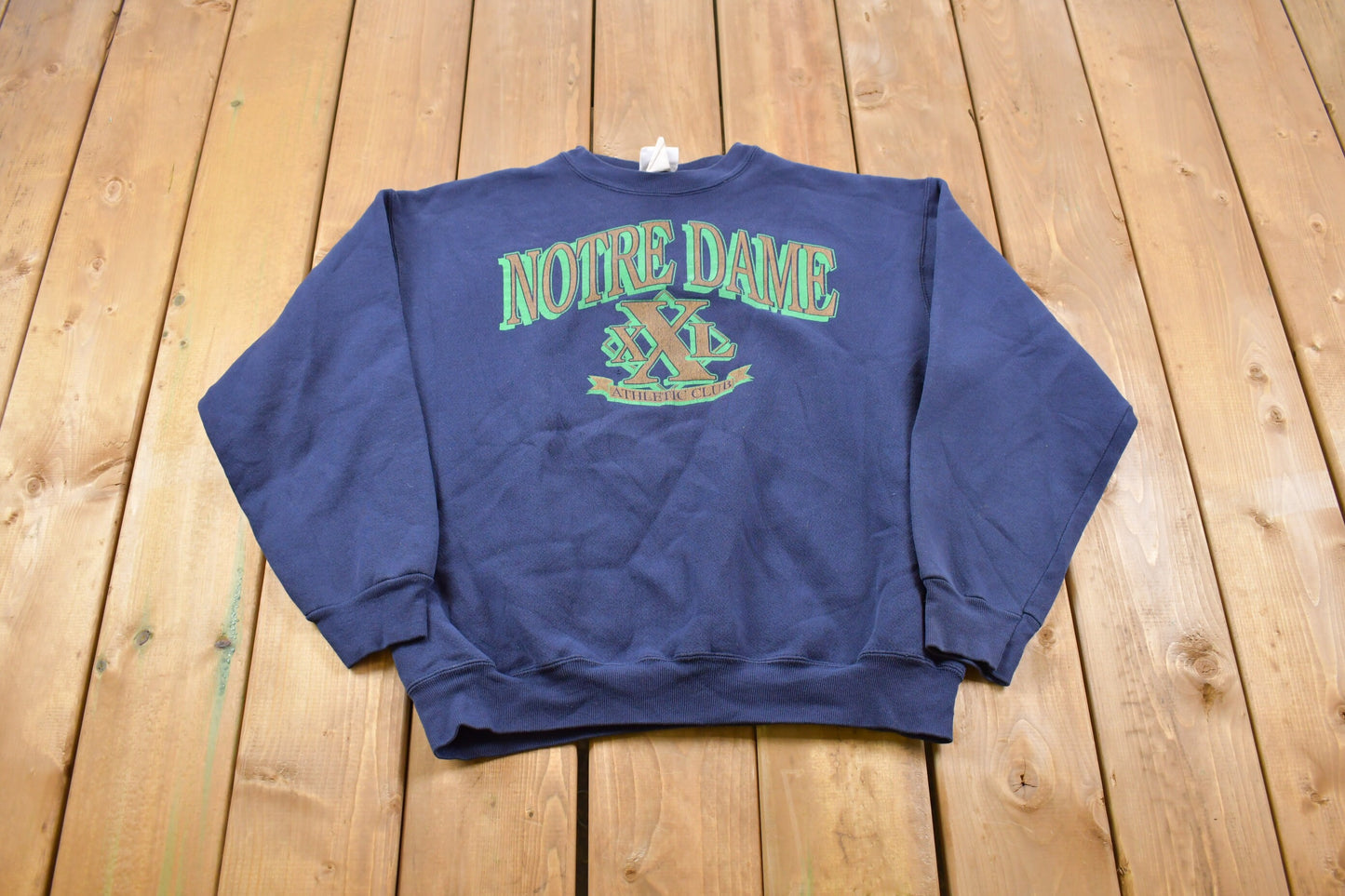 Vintage 1990s University of Notre Dame Athletics Club Collegiate Crewneck / Made in USA / NCAA Sweatshirt / Sportswear / Americana / Irish