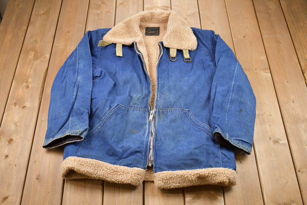 Vintage 1970s Denim Jean Sherpa Lined Full Zip Jacket