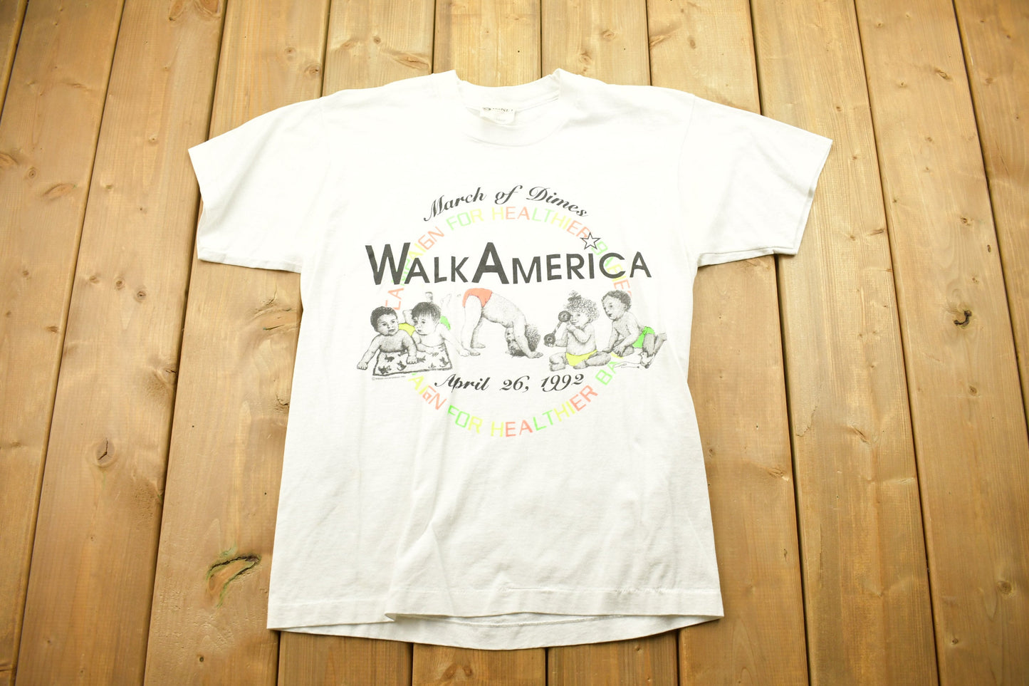 Vintage 1992 Walk America March Of Dimes T Shirt / 90s Vintage / Baby Graphic T-Shirt / Fundraiser Charity Print Tee / Made In USA