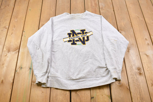 Vintage 1990s University of Notre Dame Fighting Irish Collegiate Crewneck / Embroidered / NCAA Sweatshirt / Sportswear / Americana