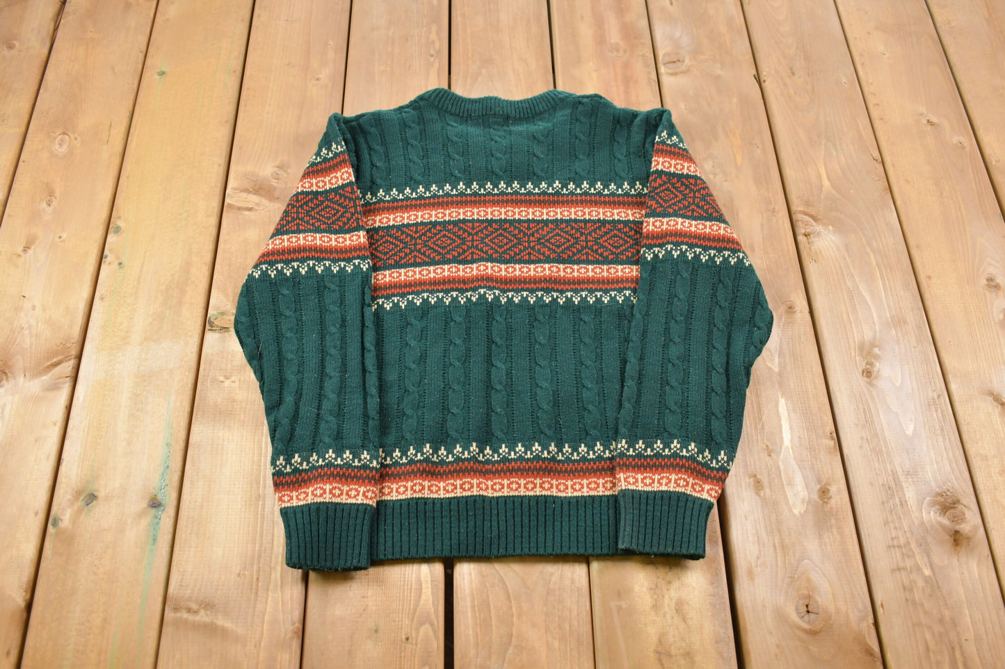 Vintage JC Penny Cable Knit Sweater / Vintage 90s Crewneck / Pattern Sweater / Outdoor / Hand Knit / Pullover Sweatshirt