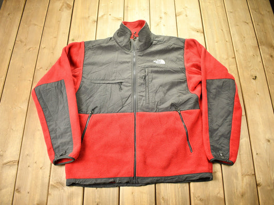 Vintage 1990s The North Face Red Denali Fleece Sweater / Jacket Liner / 90s Sweater / Streetwear / Outdoorsman / Color Block / Hiking