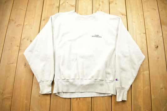 Vintage Camp Mishawaka Champion Reverse Weave Crewneck / 90s Crewneck / Vintage Champion / Embroidered / Grey Crewneck