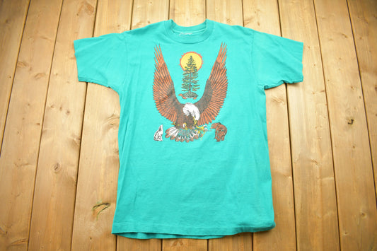 Vintage 1990s The Peacemaker American Wilderness Theme T-Shirt / Bald Eagle / Single Stitch / Made In USA